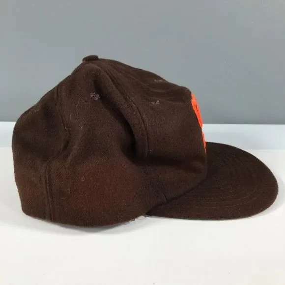 Vintage San Diego Padres Fitted Hat Brown Wool Made in USA Leather Sweat Band - Picture 2 of 6